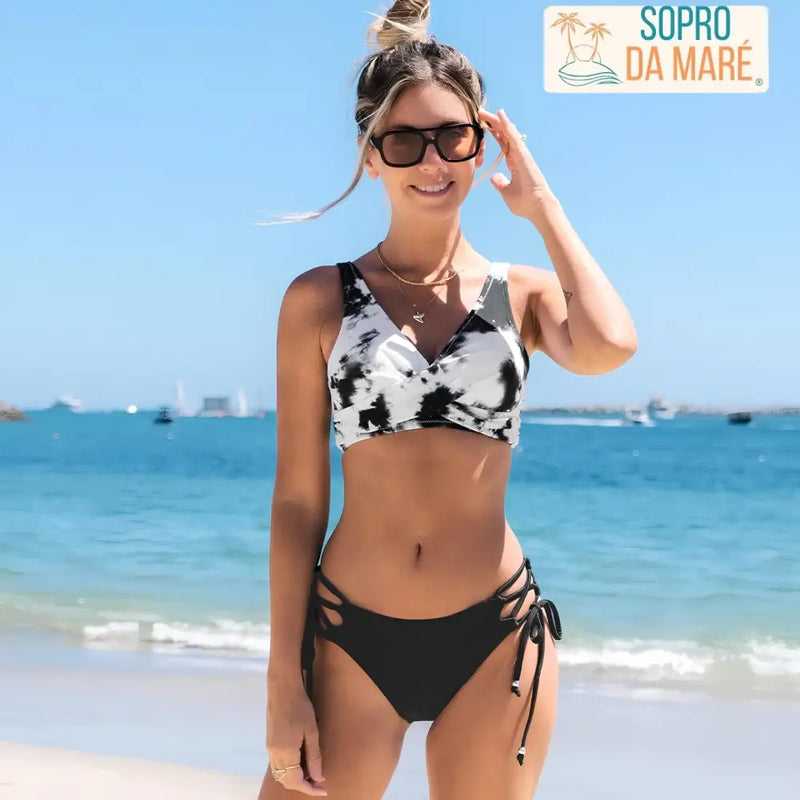 Biquíni Clara Preto Com Branco / P Biquíni Clara